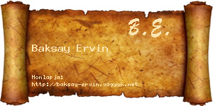 Baksay Ervin névjegykártya