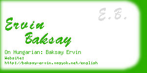 ervin baksay business card